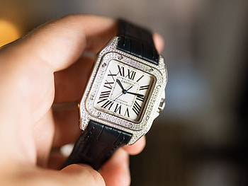 Cartier Santos 100, White gold, Deployment buckle, Vintage design HD wallpaper