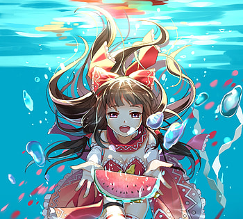 Underwater, bubbles, cute, anime girl, original HD wallpaper