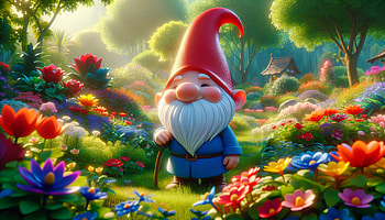 Enchanting Garden Gnome, garden gnome, gnome, garden, flower, fantasy HD wallpaper