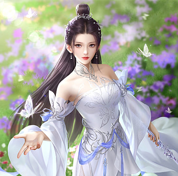 Princess, fanxiu, frumusete, fantasy, butterfly, flower, girl, fan xiu HD wallpaper