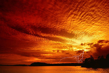Lightning, sky, nature, forces of nature, lake HD wallpaper