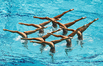 Olympic finals, Stunning synchronized moments, Aquatic brilliance, Athletic excellence HD wallpaper