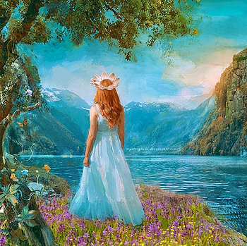 blue dream, blue, girl, fantasy, dream HD wallpaper