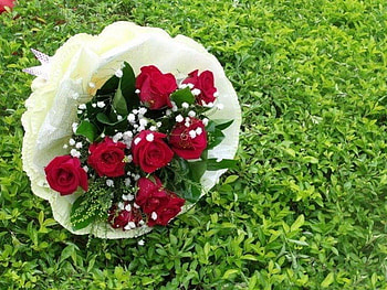 Bridal bouquet, bouquet, roses, beautiful, grace, fresh, bridal, love, red, nature, passion, flowers, forever HD wallpaper