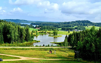Lakes in Latvia, lakes, landscape, fields, Latvia, road HD wallpaper