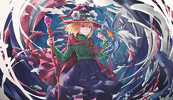 Wizard, anime girl, artwork HD wallpaper