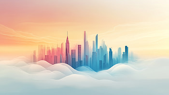 Cloudbound City — Minimalist Quad, cityscape, minimalist, Abstract HD wallpaper