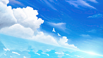 Birds In Blue Horizon , artist, artwork, digital-art, deviantart HD wallpaper