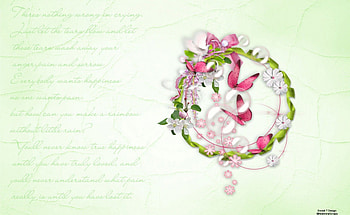 Nothing Wrong With Crying, pink, quotes, butterfly, tears, green, flowers, poem, wreath HD wallpaper