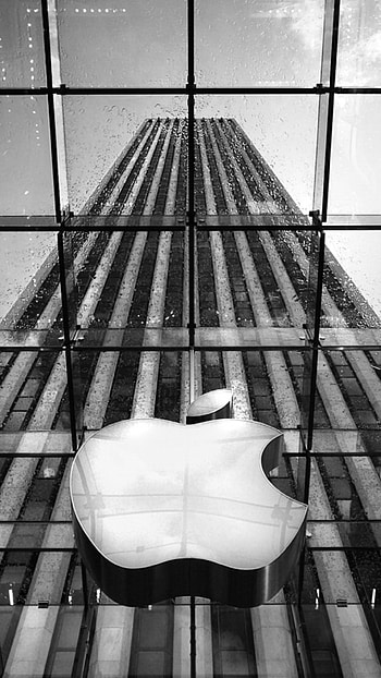 apple logo on apple store new york HD phone wallpaper