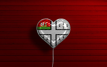 I Love Nantes, , realistic balloons, red wooden background, Day of Nantes, french cities, flag of Nantes, France, balloon with flag, Nantes flag, Nantes HD wallpaper