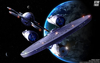 Star Trek USS Enterprise 1701 departing United Federation of Planets Starbase. Star Trek computer HD wallpaper