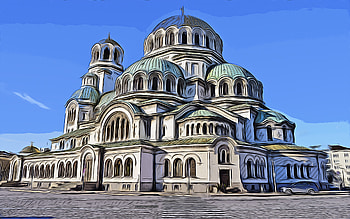 Alexander Nevsky Cathedral, Sofia, , vector art, Alexander Nevsky Cathedral drawing, creative art, Alexander Nevsky Cathedral art, vector drawing, abstract cityscape, Bulgaria HD wallpaper