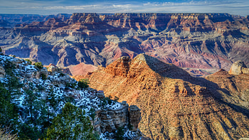 Grand Canyon, Geological wonder, Expansive vistas, Serene beauty HD wallpaper