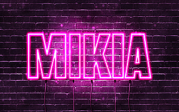 Happy Birtay Mikia, , pink neon lights, Mikia name, creative, Mikia Happy Birtay, Mikia Birtay, popular japanese female names, with Mikia name, Mikia HD wallpaper