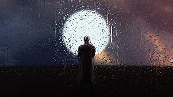Drops, Dark, Silhouette, Wet, Glow HD wallpaper