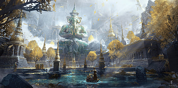 Ganesha's Sanctuary, fantasy, statue HD wallpaper