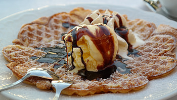 Ice cream with waffles, , Satisfying delight, Sweet cravings HD wallpaper