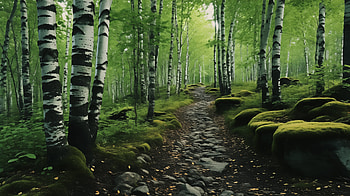 Enchanting Birch Forest Path, forest, nature, birch HD wallpaper