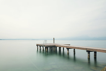 Minimalism, Sea, Horizon, Pier, Ladder, Stairs HD wallpaper