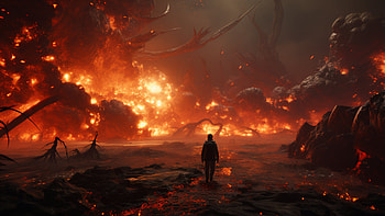 Hell on Earth, hell, fire, apocalypse, Doom, red HD wallpaper