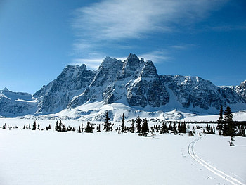 Mt. Ramparts, trees, sky, snow, mountain HD wallpaper