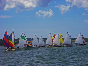 Ready To Race, sailboats, colorful, ocean, race HD wallpaper