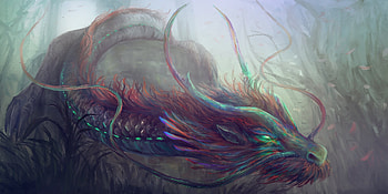 Azure, dragon, art, linyi chen, fantasy HD wallpaper