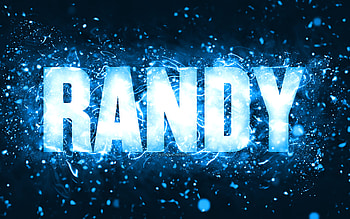 Happy Birtay Randy, , blue neon lights, Randy name, creative, Randy Happy Birtay, Randy Birtay, popular american male names, with Randy name, Randy HD wallpaper