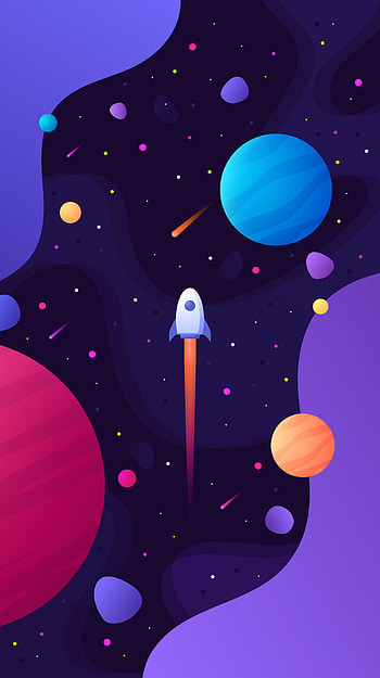 Space, spaceship, magenta, art, planets, galaxy HD phone wallpaper