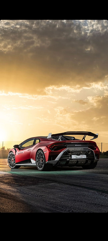 Huracan STO, cloud, red, sky, design, lamborghini HD phone wallpaper