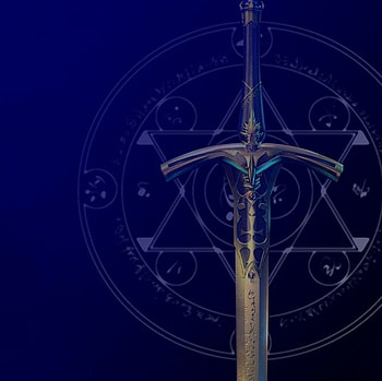 Excalibur, blue, cute, fate stay night, beauty, nice, items, 3d, cg, , plain, magic, sword, objects, beautiful, object, blade, simple, anime, pretty, weapon, realistic, item HD wallpaper