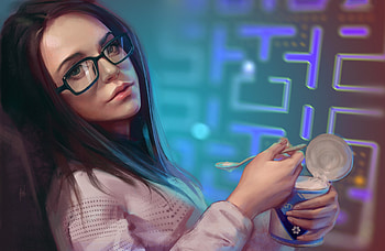 Girl Eating Icecream, fantasy-girls, ice-cream, artist, artwork, digital-art HD wallpaper