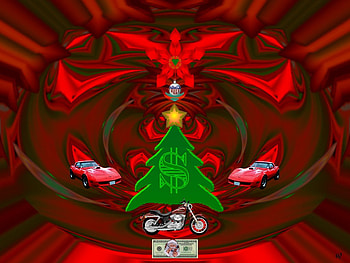Cash Christmas, eye candy, abstract, 3d, fractal, collage HD wallpaper