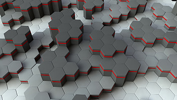 White and red, Hexagon background, 3D video, Striking visuals HD wallpaper