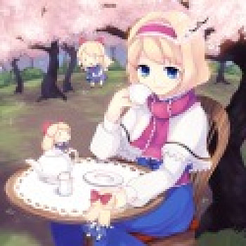 Tea Time, blond hair, blonde, nice, doll, petals, flower, short hair, blonde hair, adorable, loli, female, blossom, sweet, girl, kawaii, anime girl, anime, pretty, touhou, sakura blossom, lolita, lovely, alice margatroid, tea, cute, floral, chibi, cherry blossom, table, blond, garden, cherry, sakura HD wallpaper