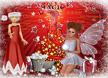 Christmas night, fairy, christmas, red, holly, xmas HD wallpaper
