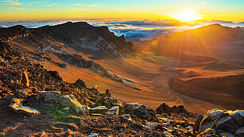 House of the Sun, Maui, Hawaii, island, sea, colors, landscape, sky, rocks, usa HD wallpaper