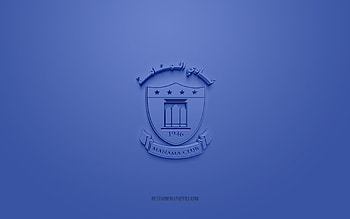 Manama Club, creative 3D logo, blue background, Bahraini Premier League, 3d emblem, QSL, Bahraini Football Club, Manama, Bahrain, 3d art, football, Manama Club 3d logo HD wallpaper