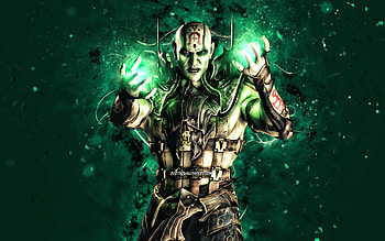 Quan Chi, , turquoise neon lights, Mortal Kombat Mobile, fighting games, antagonists, MK Mobile, creative, Mortal Kombat, Quan Chi Mortal Kombat HD wallpaper