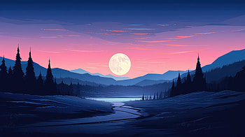 Evening Landscape In Minimalist Style, evening, minimalism, minimalist, artist, artwork, digital-art HD wallpaper
