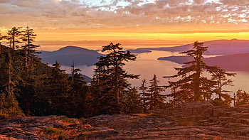 Lions Bay, British Columbia, sky, sunset, trees, colors, clouds, canada HD wallpaper