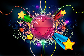 Heart, vector, stars, abstract HD wallpaper