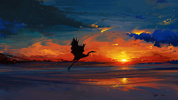Sun Down , artist, artwork, digital-art, deviantart HD wallpaper