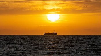 Ship On Ocean Waves During Sunset Nature HD wallpaper