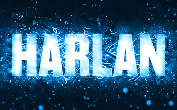 Happy Birtay Harlan, , blue neon lights, Harlan name, creative, Harlan Happy Birtay, Harlan Birtay, popular american male names, with Harlan name, Harlan HD wallpaper