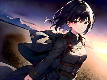 Anime girl in military uniform, AI Art, Anime, Original HD wallpaper