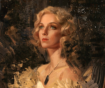 Lady, art, blonde, fantasy, portrait, hou china, face, girl HD wallpaper