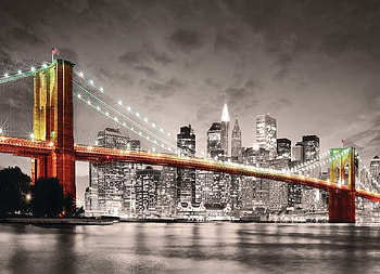 The Brooklyn Bridge, lights, bridge, new york, USA, city scape, america HD wallpaper