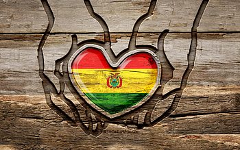 I love Bolivia, , wooden carving hands, Day of Bolivia, Bolivian flag, Flag of Bolivia, Take care Bolivia, creative, Bolivia flag, Bolivia flag in hand, wood carving, South American countries, Bolivia HD wallpaper